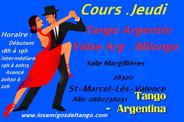 AFFICHE COURS le jeudi SALLE MARGILIERES St Marcl ls Valence TANGO ARGENTIN SEPT 2025.jpg
